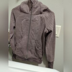 Lululemon Striped Zip Up Hooded Fleece Scuba Jacket Size: 2 Pinks